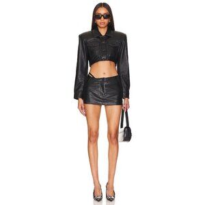LAMARQUE Liana Leather Skirt in Black Medium Womens Skort Shorts